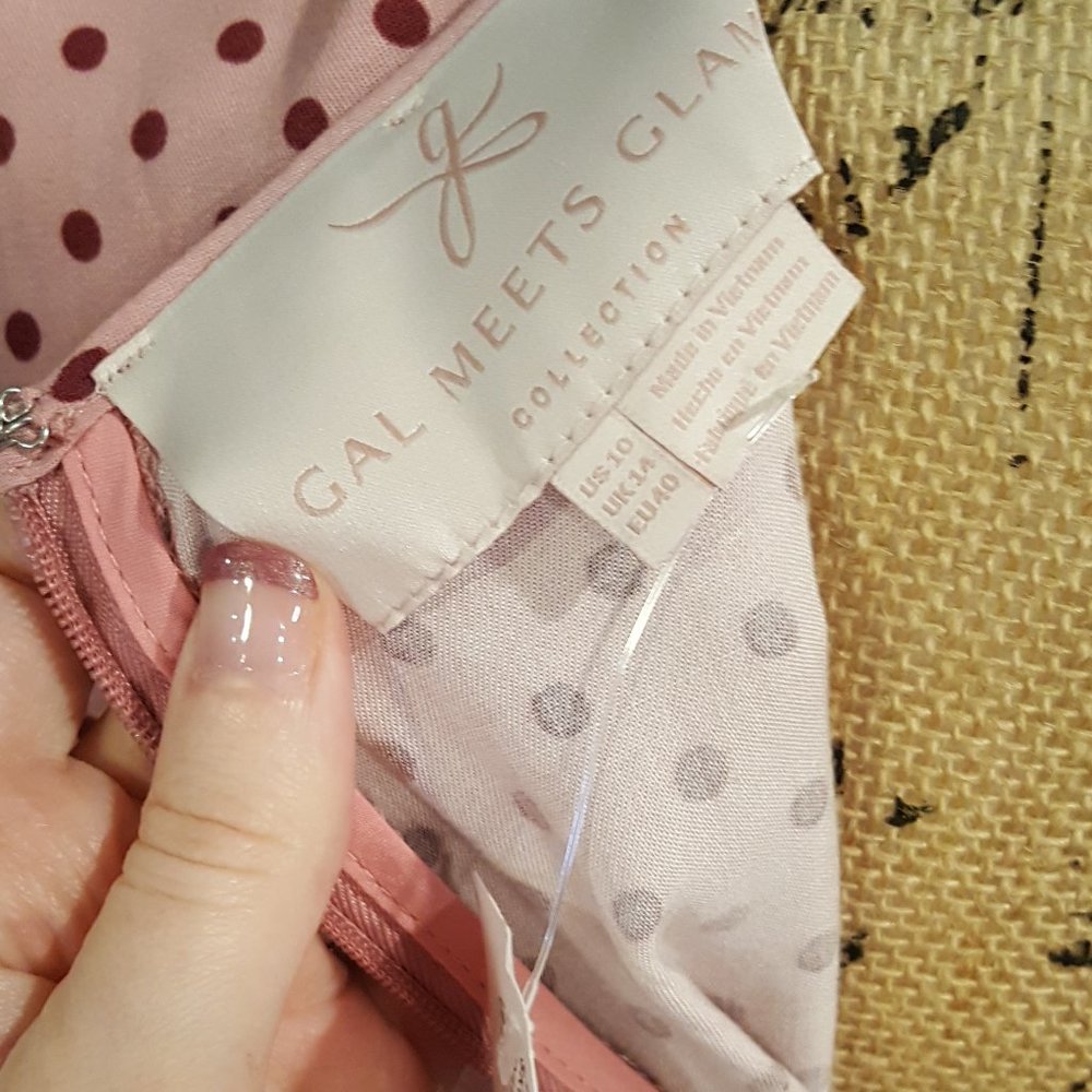 Gal Meets Glam Corinne Polka Dot Midi Dress 10 NWT - Picture 9 of 10